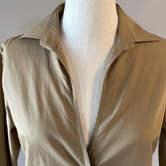 PAUL SMITH women’s MADE IN ITALY button down shirt cotton luxury khaki color S/M - Picture 6 of 13